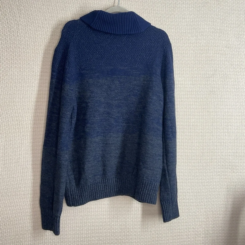 Banana Republic Sweater Men XL Navy Blue Merino Wool Blend Shawl Collar Menscorp